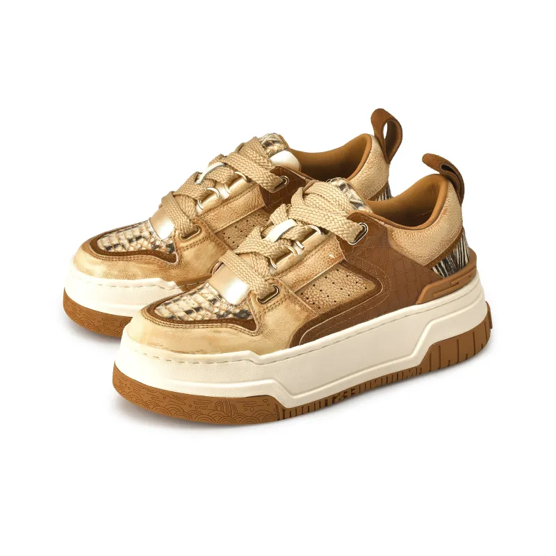 MOONIIEE Skateboard Shoes Women's Brown-3