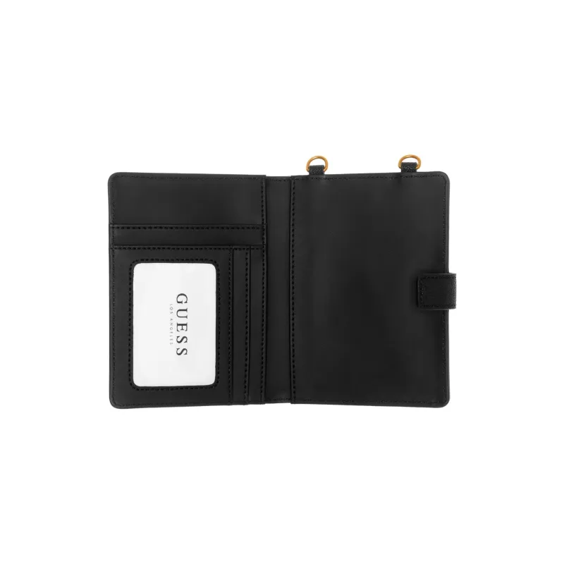 GUESS Artificial Leather Crossbody One Shoulder Chain Bag With Passport Holder Women's Black-3