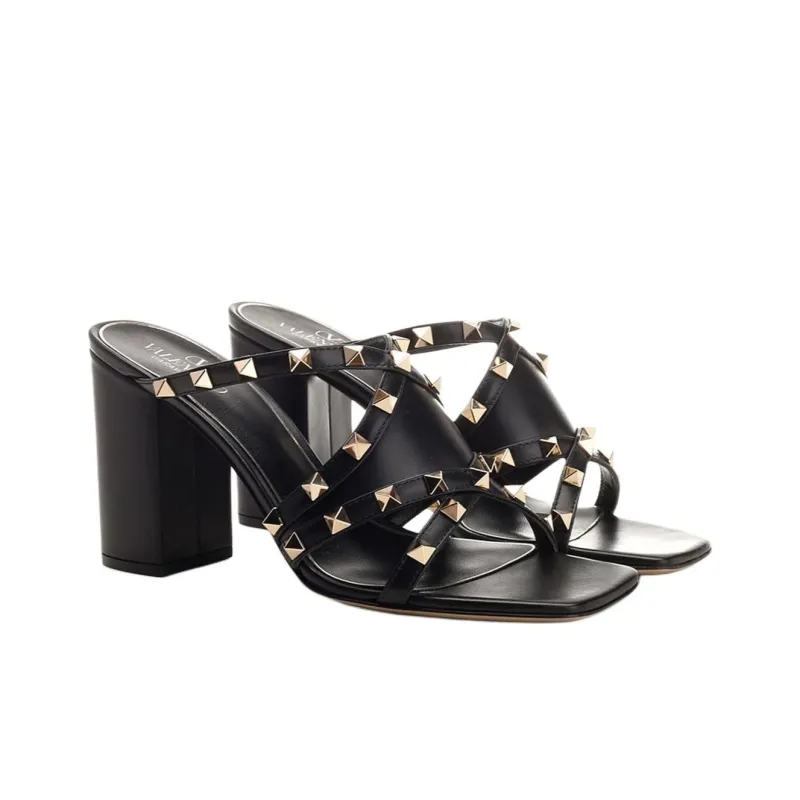 Valentino Rockstud Odor Resistant Slide Slippers Women's Black-2