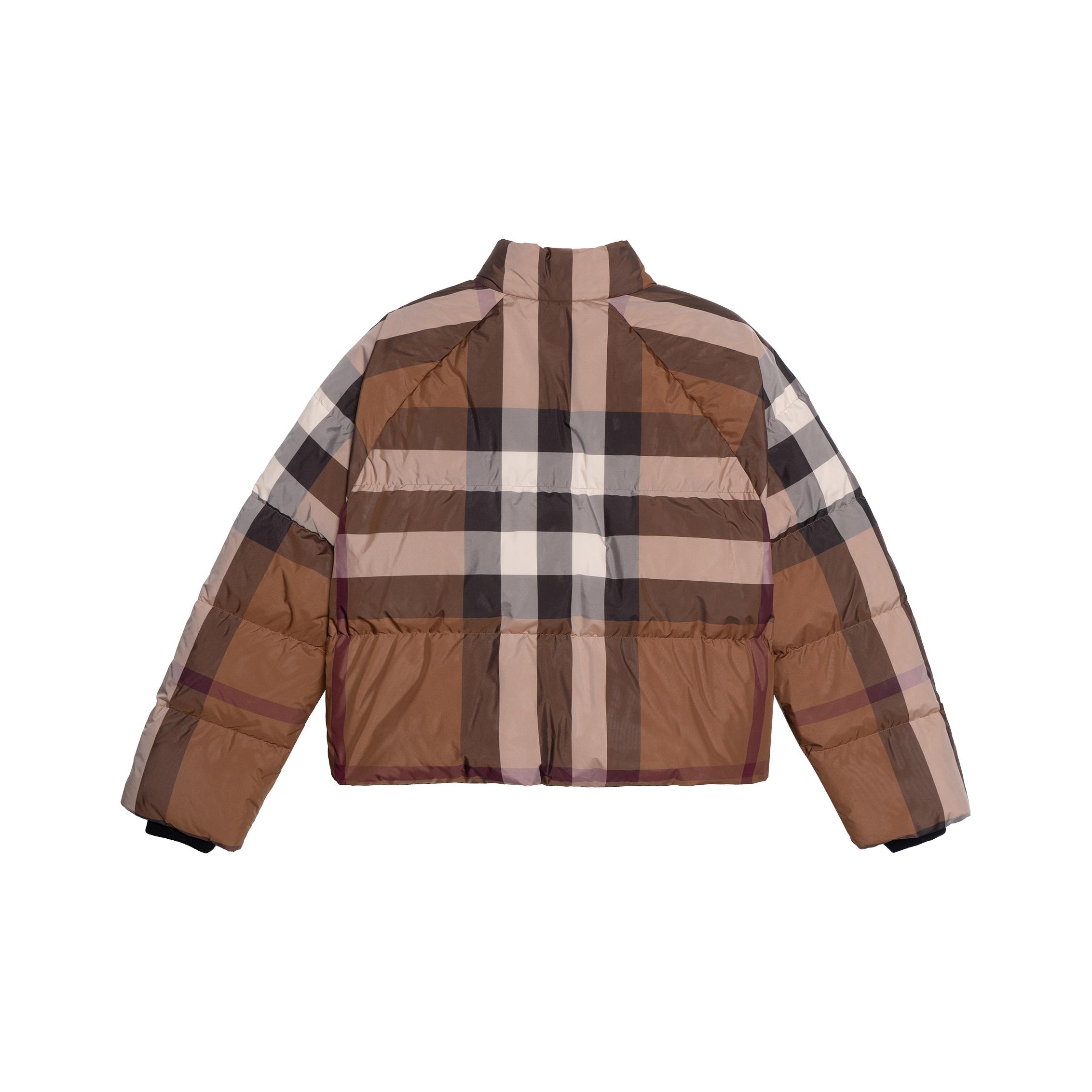 【BURBERRY】CROPPED CHECK PUFFER JACKET Cropped Check Puffer Jacket in Archive beige - Women