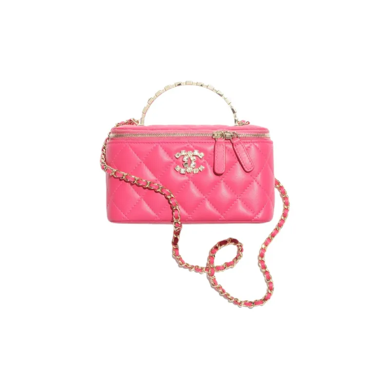 CHANEL Lambskin Shoulder Bag, Crossbody Bag, Handbag Women's Fuchsia-0