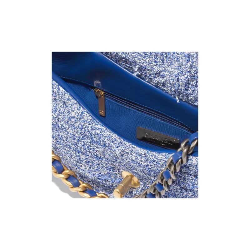 CHANEL 19Bag Twill Soft Woolen Hobo Bag, Handbag, Shoulder Bag Regular Women's Blue White-2