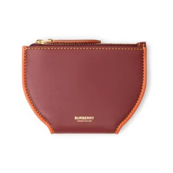 Burberry Leather Cow Leather Card Holder Coin Purse Card Holder Women's Deep Red