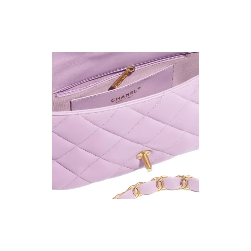 CHANEL Lambskin Crossbody Bag, Shoulder Bag Regular Women's Purple Lilac-2