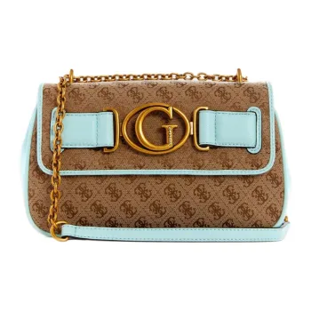GUESS Artificial Leather One Shoulder Handbag Crossbody Bag Women's Coffee Blend Light Blue