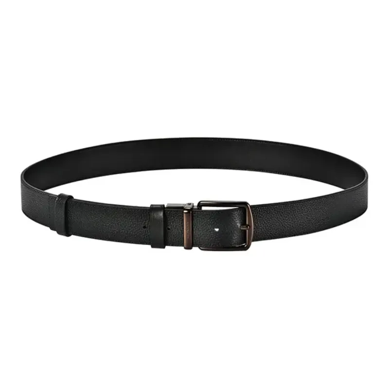 COACH Cut-Out Horse-Drawn Carriage Buckle Replaceable Smooth Buckle Pin Buckle Leather Belts Men's Black Width: 3.8cm-1