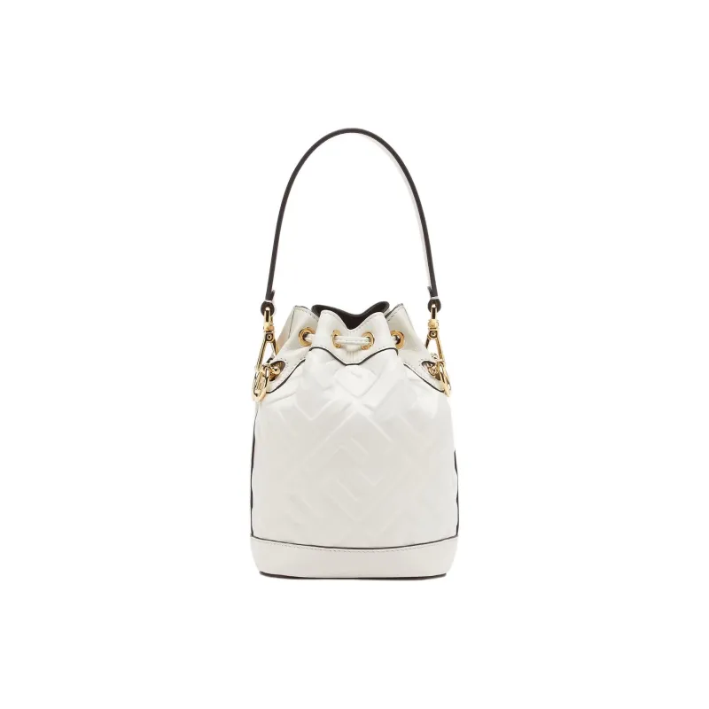 FENDI Mon Tresor Calfskin Bucket Bag Handbag Shoulder Bag Crossbody Bag Small Size Women's White-2