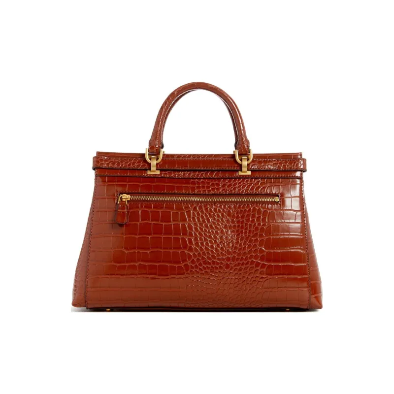 GUESS Crocodile Embossed Artificial Leather Shoulder Bag Crossbody Bag Handbag Women's Brandy-2