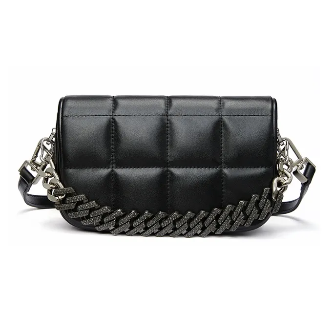 RED DRAGONFLY Cow Leather With Microfiber Synthetic Leather Shoulder Bag, Crossbody Bag Women's Black/Silver-0