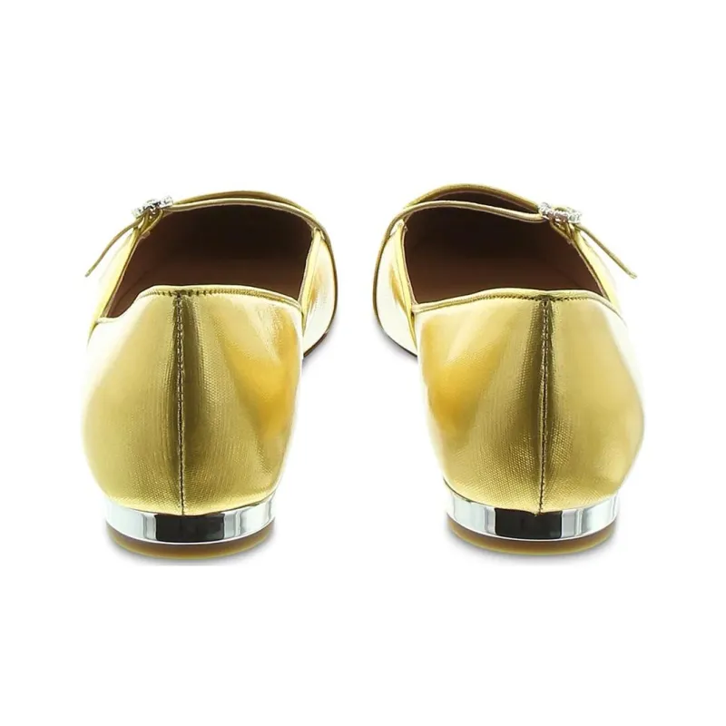 AQUAZZURA Crystal-buckle Leather Ballerina Shoes-3