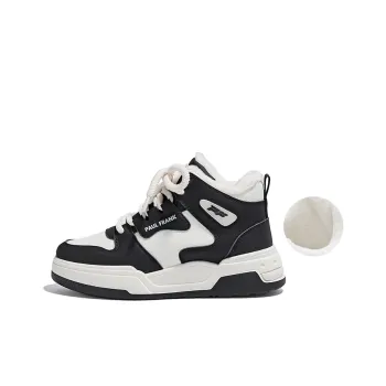 PAUL FRANK Anti Slip Wear Resistant High Top Skateboard Shoes Women's Beige Black