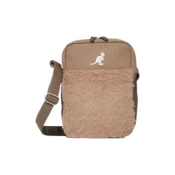 KANGOL Leather With Fur Crossbody Bag Shoulder Bag Unisex Light Brown