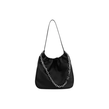 STAR TOWN Cow Leather Hobo Bag, Shoulder Bag, Crossbody Bag Tubas Women's Mousse Black/Milkshake White