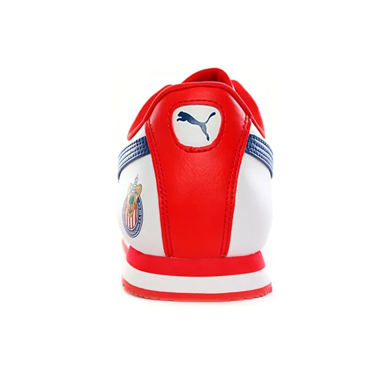 PUMA Roma Basic Cgd Cushioning Wear-Resistant Low-Top Running Shoes Men's White Red-3
