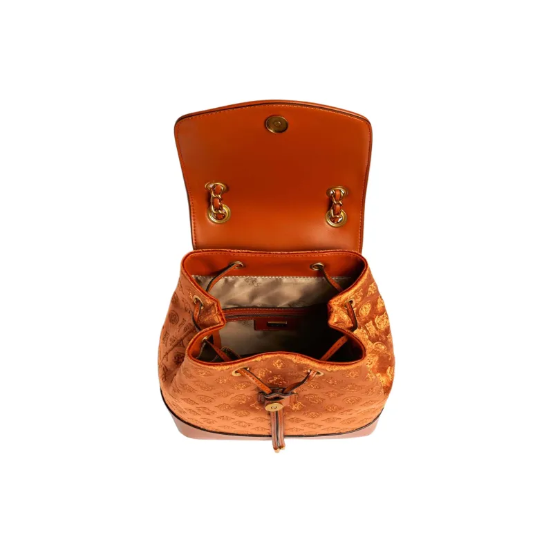 GUESS Velvet Artificial Leather Backpack Women's Brown-2