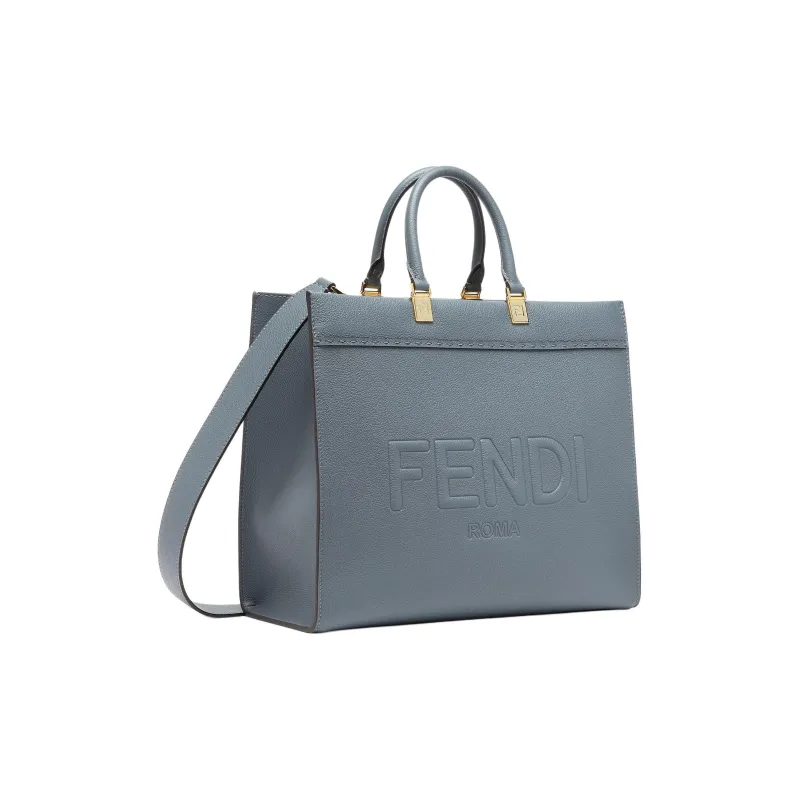 FENDI Sunshine Calfskin Tote Bag Shopping Bag Shoulder Bag Crossbody Bag Handbag Medium Size Women's Blue-1
