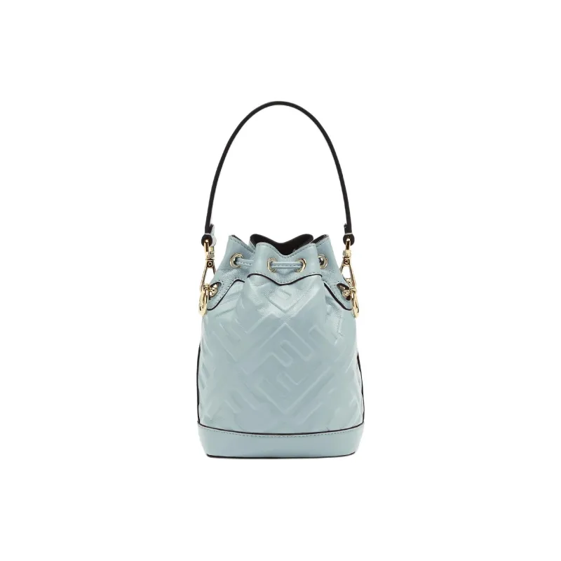 FENDI Mon Tresor Calfskin Bucket Bag, Handbag, Shoulder Bag, Crossbody Bag Trumpets Women's Light Blue-2