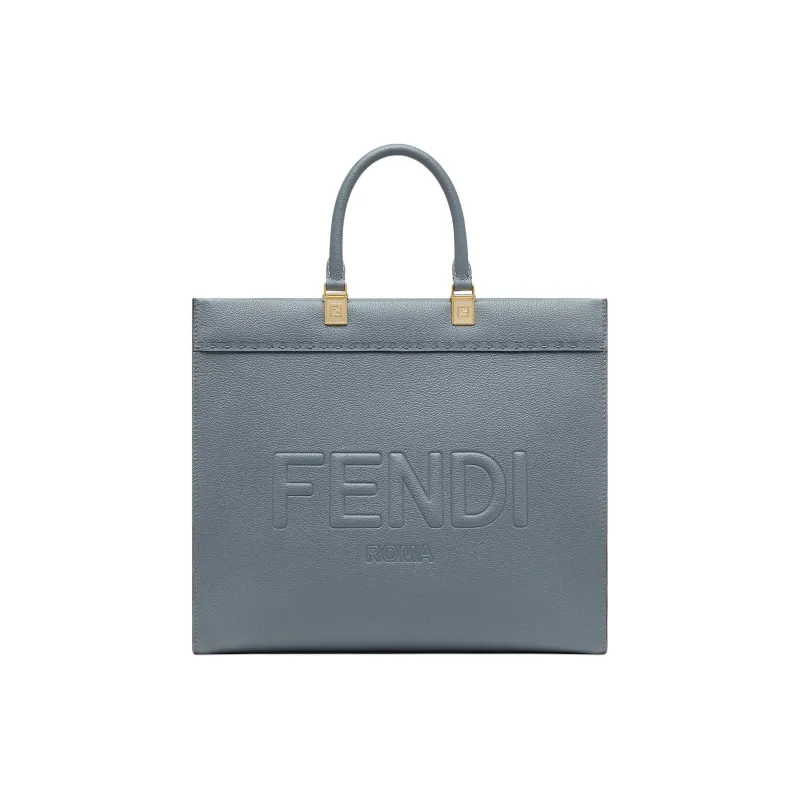 FENDI Sunshine Calfskin Tote Bag Shopping Bag Shoulder Bag Crossbody Bag Handbag Medium Size Women's Blue-0