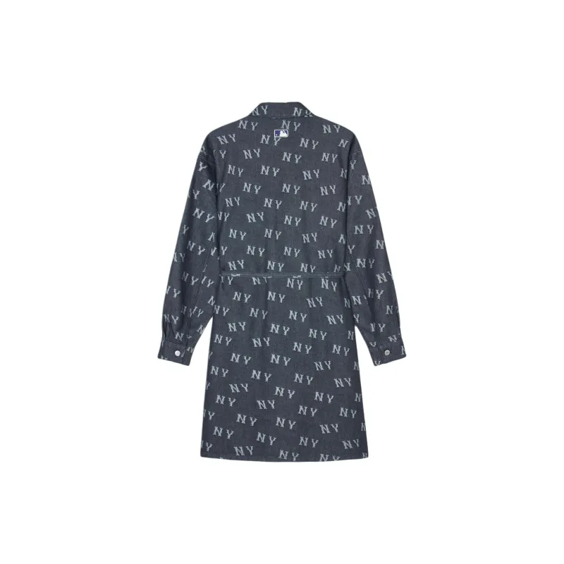 MLB SS24 New York Yankees Long Sleeved Dresses Women's Navy Blue-1