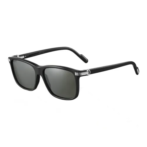 CARTIER Plate And Metal Irregular Shape Sunglasses Unisex Black
