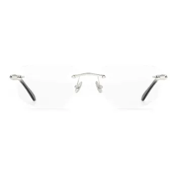 Maybach Plate Frame Palladium-Plated Metal Irregular Shape Eyeglass Frames Men's Silver