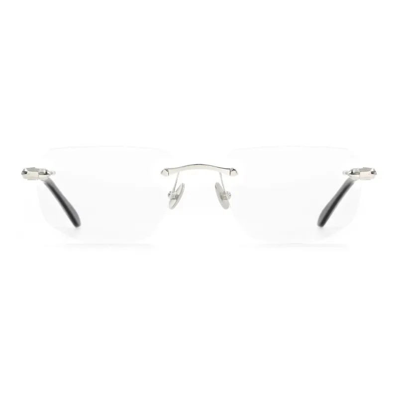 Maybach Plate Frame Palladium-Plated Metal Irregular Shape Eyeglass Frames Men's Silver-0