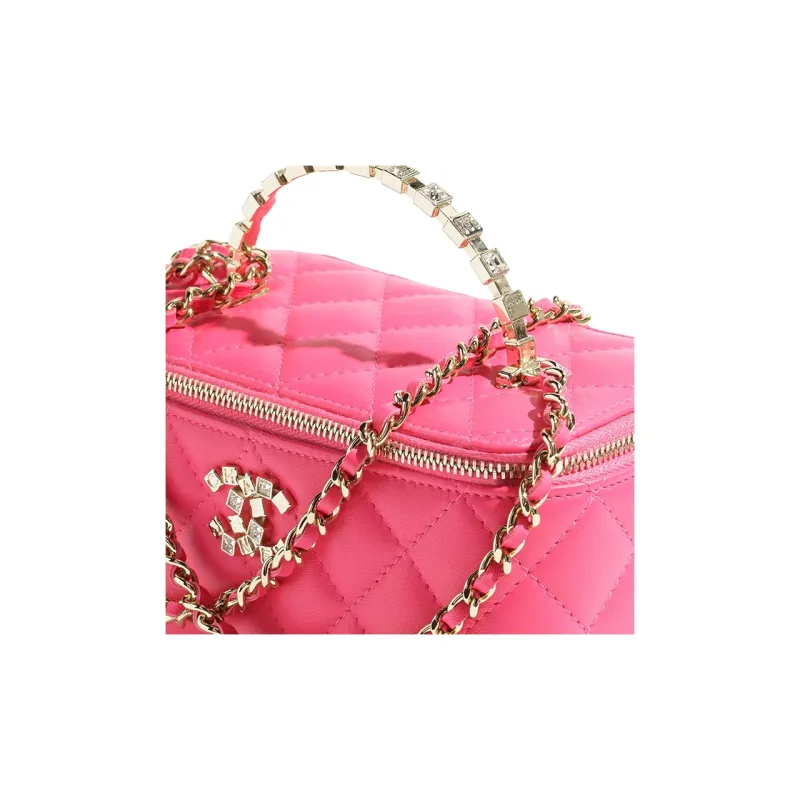 CHANEL Lambskin Shoulder Bag, Crossbody Bag, Handbag Women's Fuchsia-2