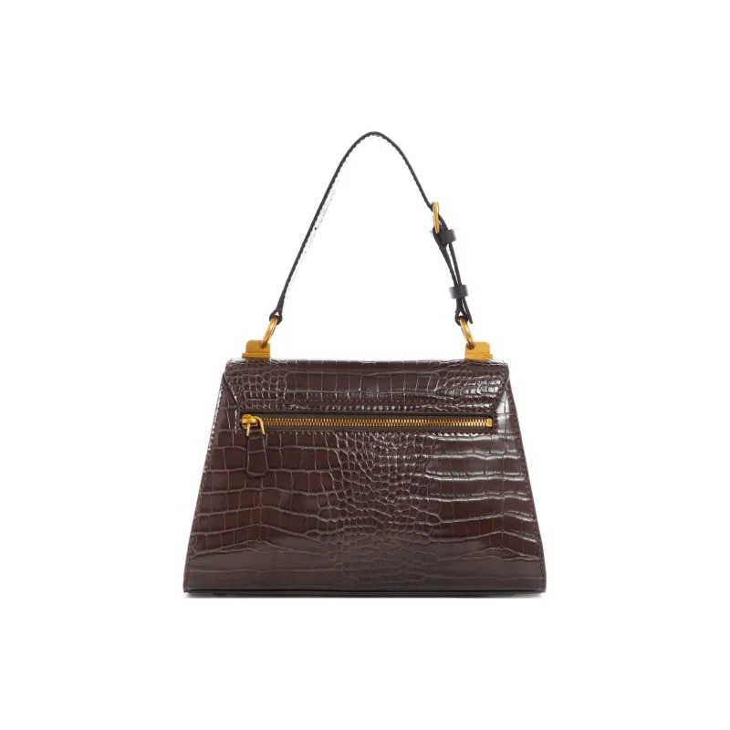 GUESS Crocodile Pattern Embossed Artificial Leather Portable Crossbody Bag Shoulder Bag Women's Coffee-2