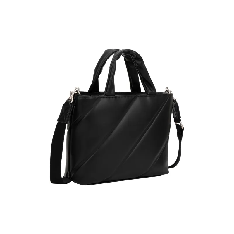 CALVIN KLEIN Synthetic Material Detachable Shoulder Strap Handbag Tote Bag Medium Size Women's Space Black-2