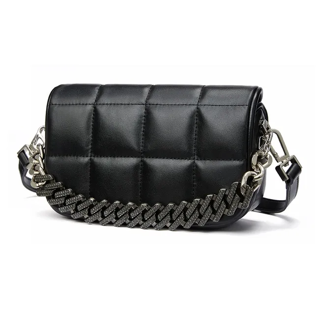 RED DRAGONFLY Cow Leather With Microfiber Synthetic Leather Shoulder Bag, Crossbody Bag Women's Black/Silver-1