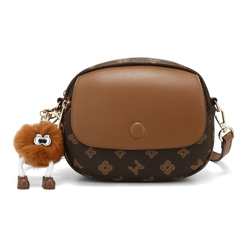 MEXICAN Polyurethane Crossbody Bag, Shoulder Bag Regular Women's Dark Brown/Ecru-1