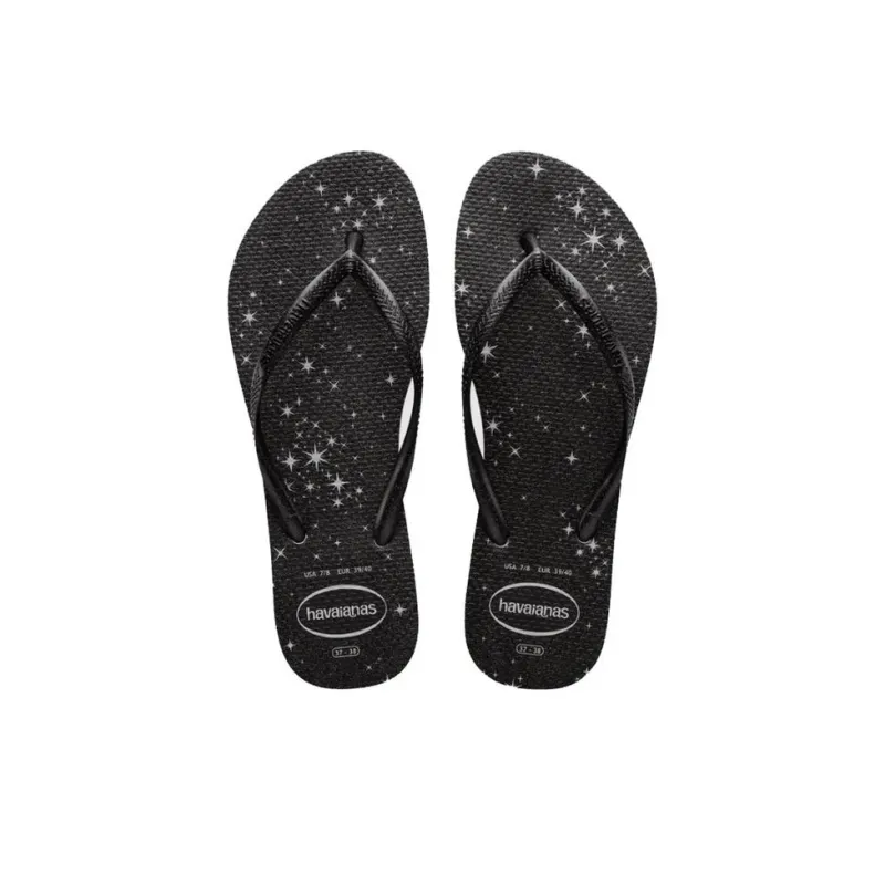 Havaianas Abrasion Resistant Slip Resistant Flip Flops Women's Black Silver-3