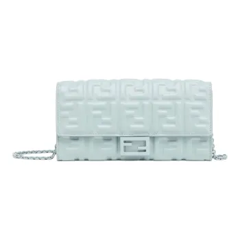 FENDI Baguette Leather Shoulder Bag, Crossbody Bag, Wallet Women's Light Blue