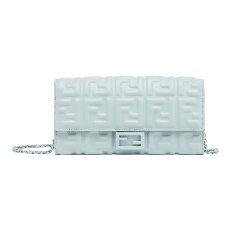 FENDI Baguette Leather Shoulder Bag, Crossbody Bag, Wallet Women's Light Blue-0