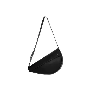 STAR TOWN Cow Leather Portable Crossbody Bag, Shoulder Bag Medium Size Unisex Classic Black