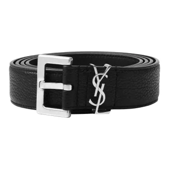 SAINT LAURENT Cassandre Belt In Grained Leather
