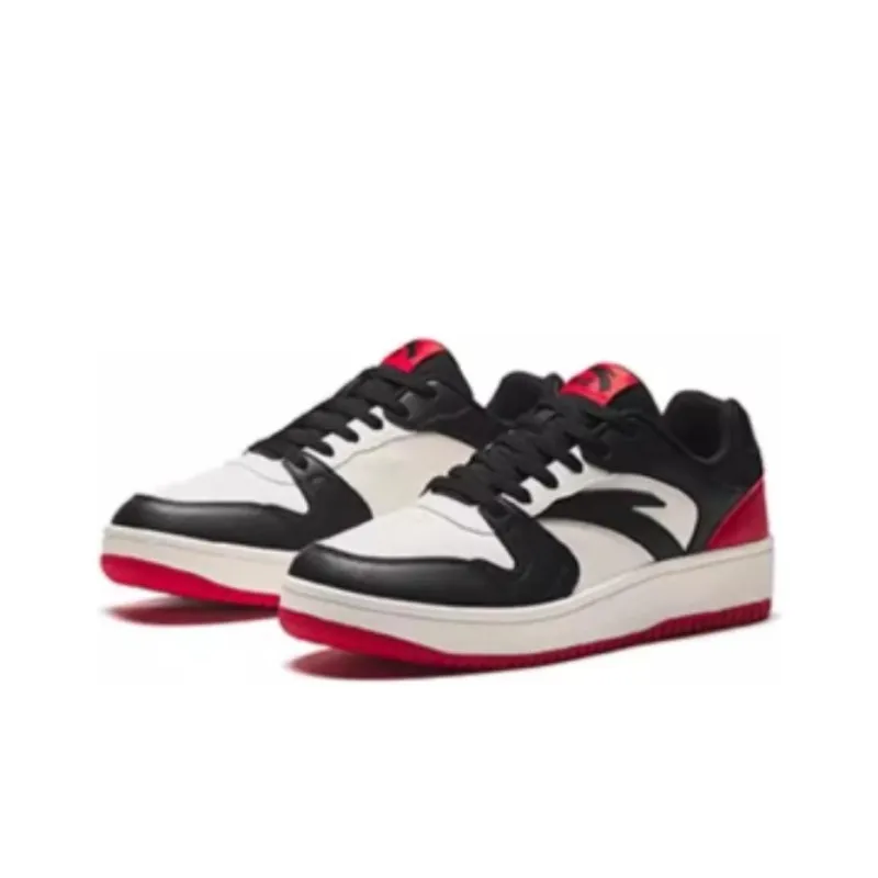 ANTA Skateboard Shoes Men Low Top Ivory White/Black/University Red-1