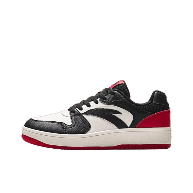 ANTA Skateboard Shoes Men Low Top Ivory White/Black/University Red-0