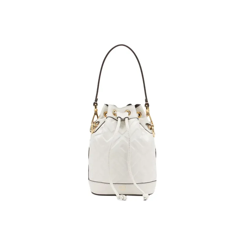 FENDI Mon Tresor Calfskin Bucket Bag Handbag Shoulder Bag Crossbody Bag Small Size Women's White-0