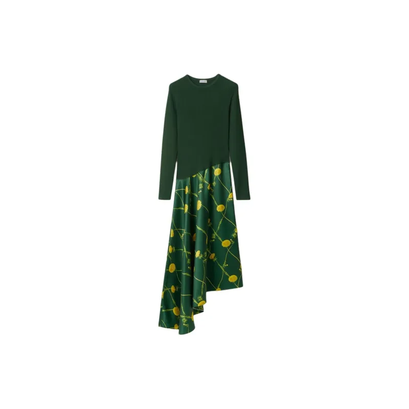 Burberry Long-Sleeved Dresses Women's Ivy Green-1