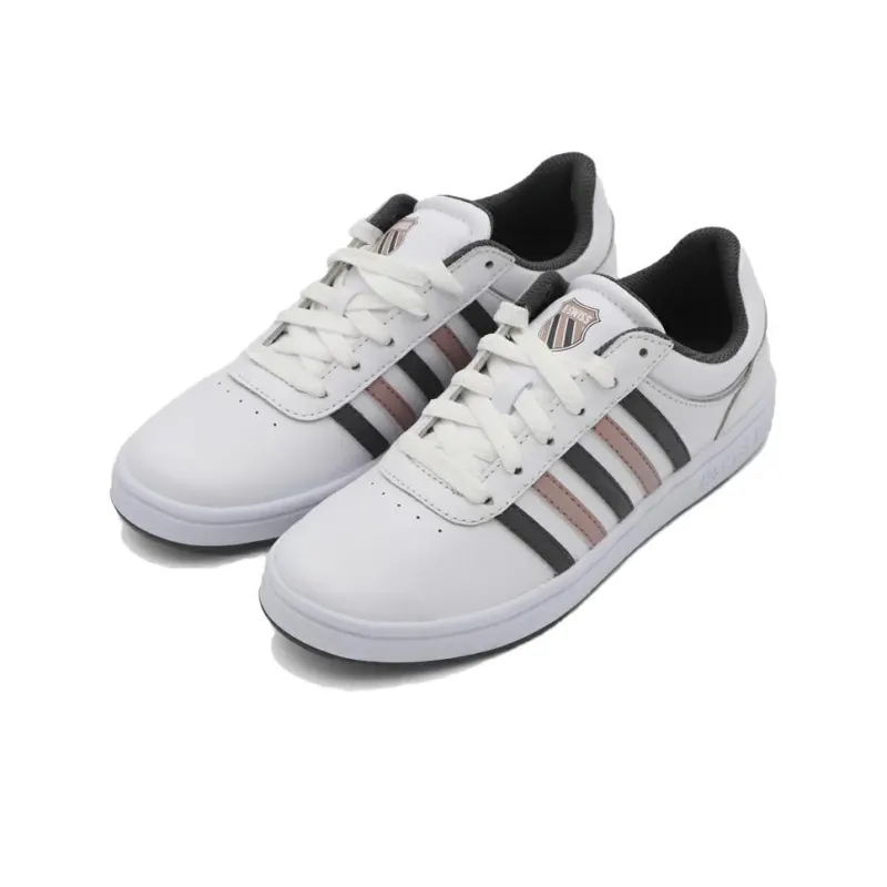 KSWISS Court Cheswick Slip Resistant Shock Absorbers Low Top Skateboard Shoes Women's White Pink Gray-1
