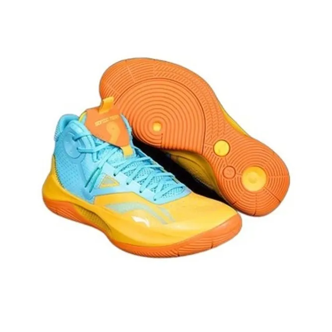 LINING Sonic 9 Team Basketball Shoes Men Mid Top Yellow/Blue-4