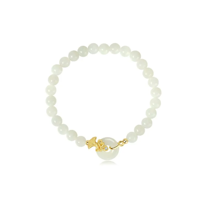 BYTHERE 925 Sterling Silver Hetian Jade Bracelets Women's White Jade-0