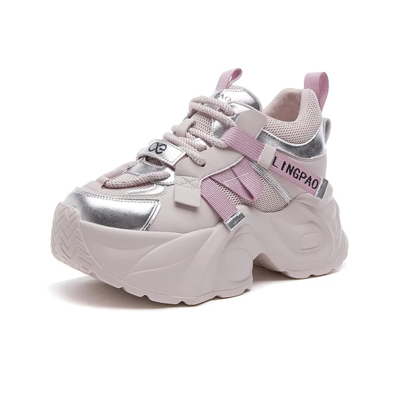 LINGPAO Lightweight Height Increasing Low-Top Chunky Sneakers Women's-12
