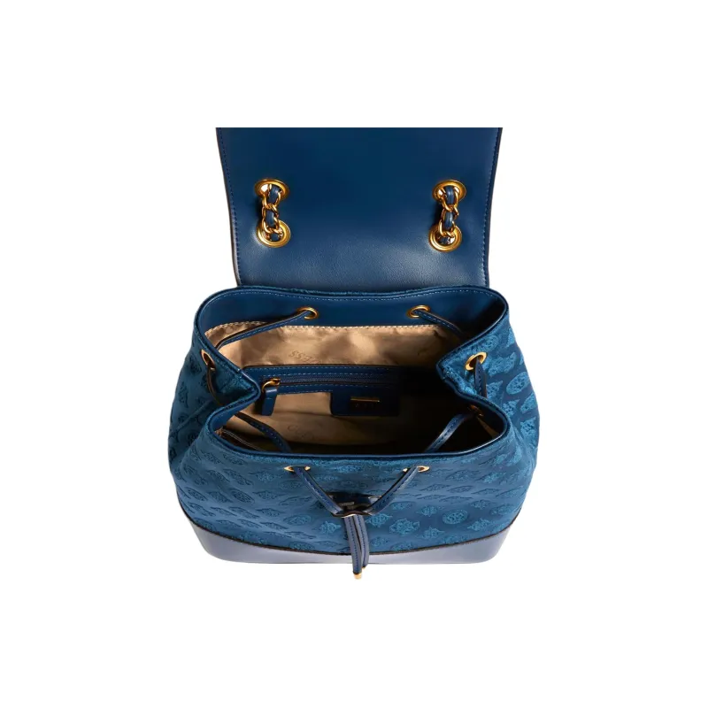 GUESS Velvet Artificial Leather Backpack Women's Marine Blue-2