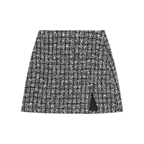 Self-portrait Casual Short Skirts Women's Black Check