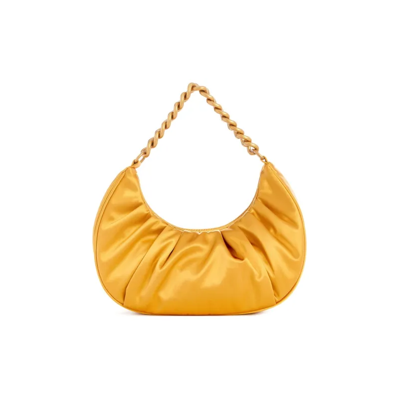 GUESS Pleated Satin Handbag Shoulder Bag Women's Yellow-2