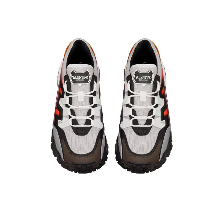 Valentino Climbers Anti Slip Wear Resistant Low Top Casual Shoes Men's Gray Red-3