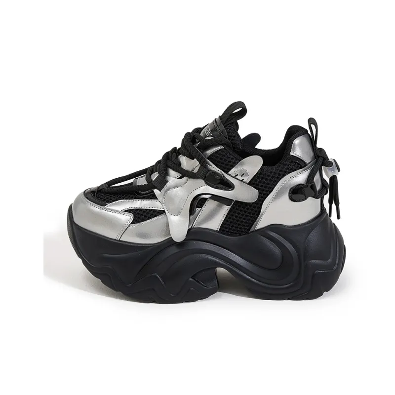 Milan Love Song Cushioning Height Increasing Wear-Resistant Slip-Resistant Low-Top Chunky Sneakers 8cm Women's-3