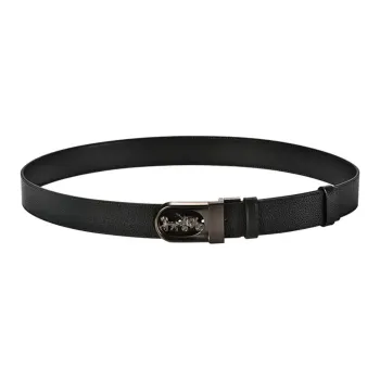 COACH Cut-Out Horse-Drawn Carriage Buckle Replaceable Smooth Buckle Pin Buckle Leather Belts Men's Black Width: 3.8cm